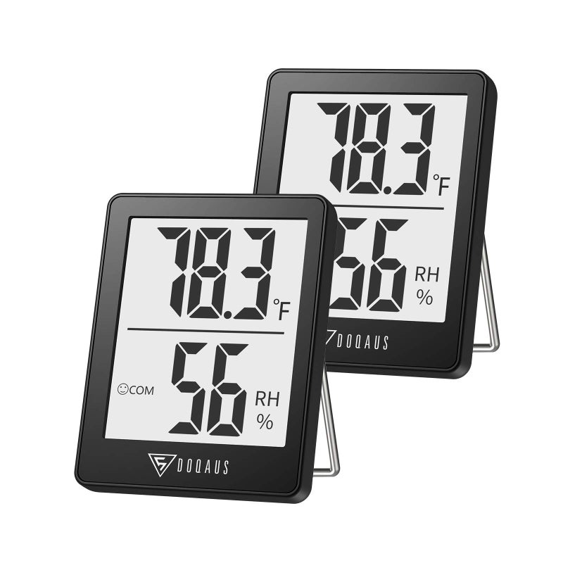 DOQAUS Humidity Meter, 2 Pack Room Thermometer Indoor, Hygrometer with 5s Fast Refresh, Temperature Humidity Monitor Meter for Baby Room, Living Room, Basement, Greenhouse, Office - Image 1
